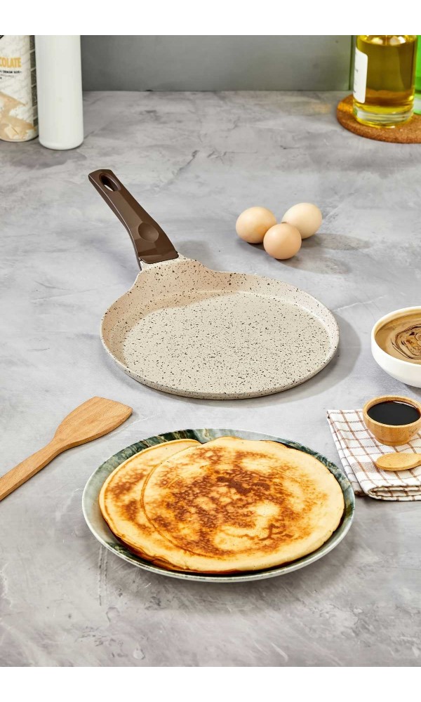 Granit Döküm Krep Ve Gözleme tavası 22 cm Krem