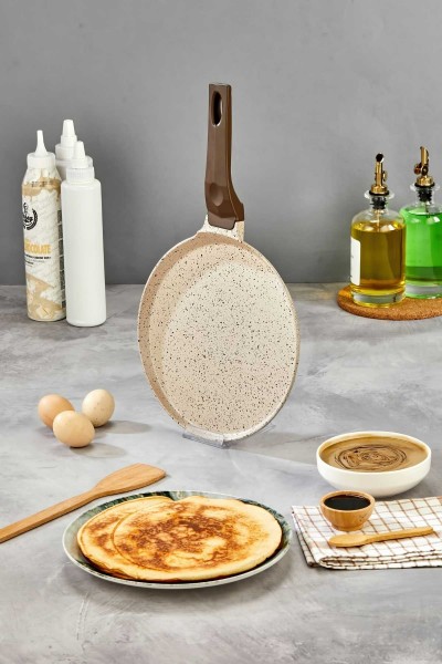 Granit Döküm Krep Ve Gözleme tavası 22 cm Krem