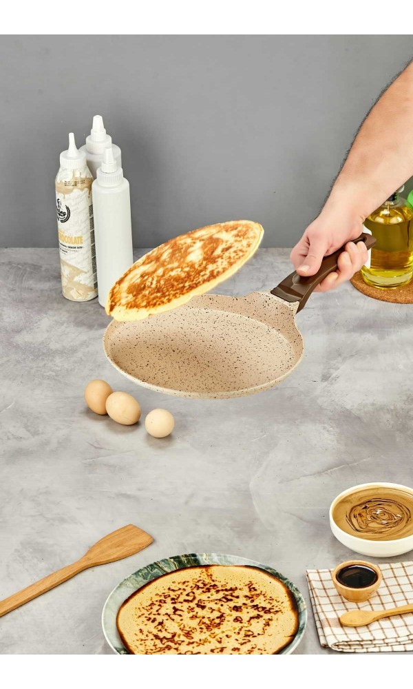 Granit Döküm Krep Ve Gözleme tavası 22 cm Krem