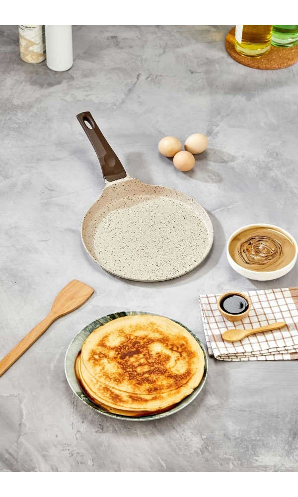 Granit Döküm Krep Ve Gözleme tavası 22 cm Krem