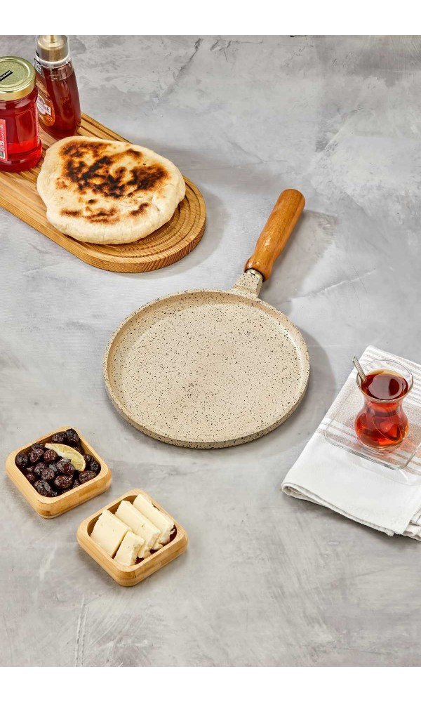 Granit Döküm Krep Ve Gözleme tavası 22 cm Krem