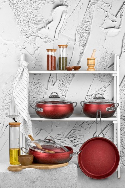 Nil Mega 7 Parça Granit Tencere Set 20-24-26 cm Siyah