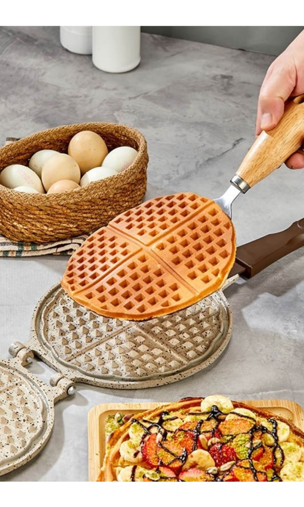 İnci Döküm Waffle Tavası - Krem - Bakalit Sap