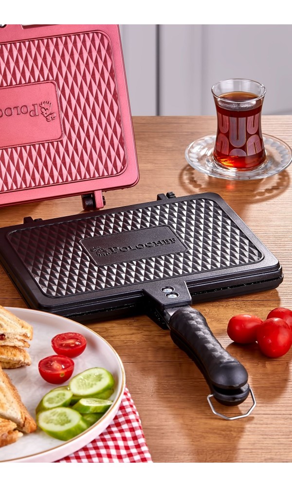 Döküm Granit Ocak Üstü El Tost Makinası Siyah