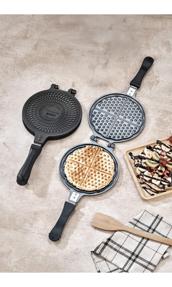 Granit Waffle ve Tost Tavası Seti - Ocak Üstü 2'li Set