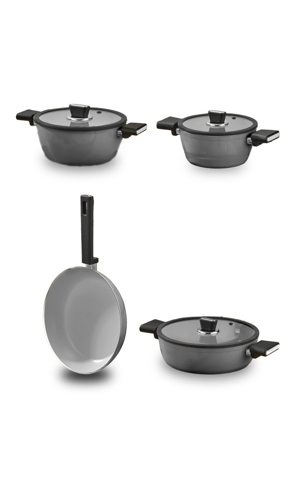 Vista Seramik 7 Parça Tencere Seti Gri (20-24-26-26 cm)