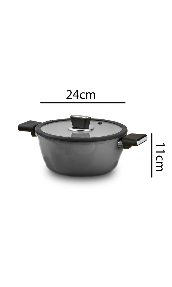 Vista Seramik 7 Parça Tencere Seti Gri (20-24-26-26 cm)