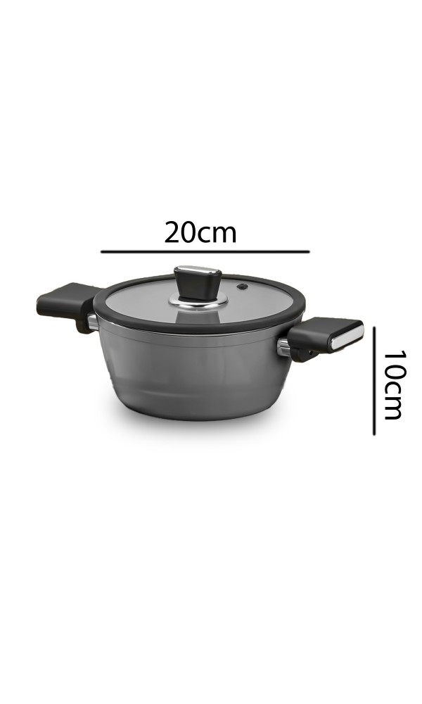 Vista Seramik 7 Parça Tencere Seti Gri (20-24-26-26 cm)