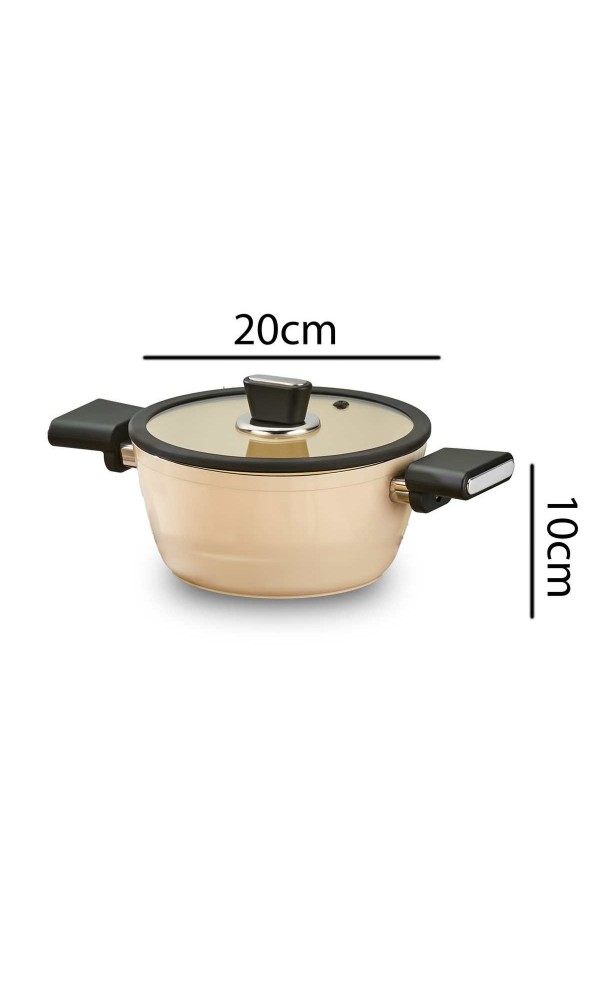 Vista Seramik 7 Parça Tencere Seti Bej (20-24-26-26 cm)