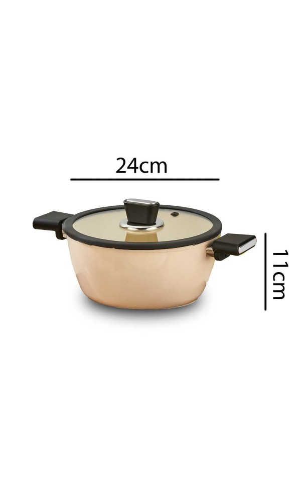 Vista Seramik 7 Parça Tencere Seti Bej (20-24-26-26 cm)