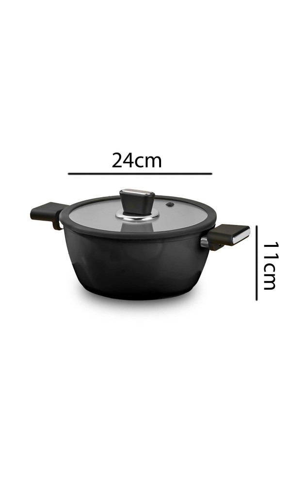 Vista Seramik 7 Parça Tencere Seti  Siyah (20-24-26-26 cm)