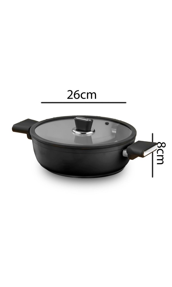 Vista Seramik 7 Parça Tencere Seti  Siyah (20-24-26-26 cm)