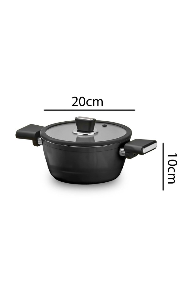 Vista Seramik 7 Parça Tencere Seti  Siyah (20-24-26-26 cm)