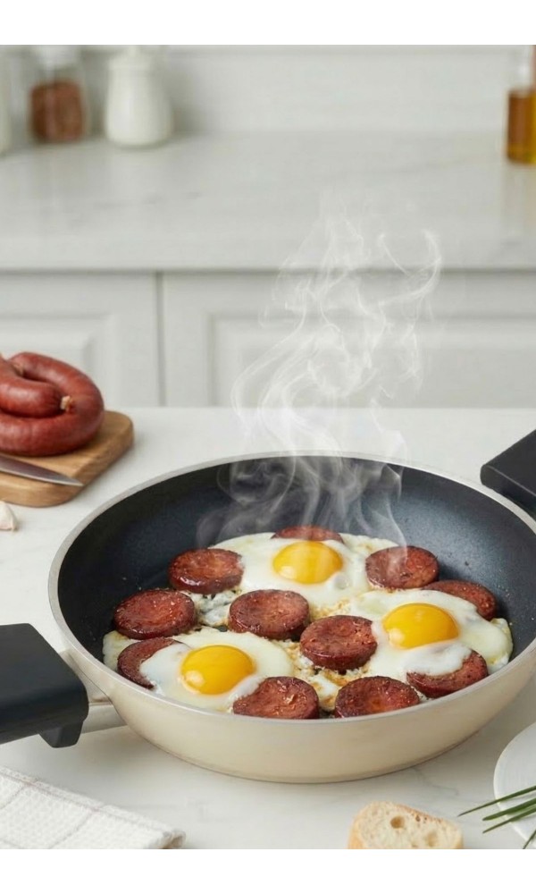 Vista Seramik Yumurta, Sucuk ve Omlet Sahanı 20 cm - Krem - İndüksiyon Uyumlu