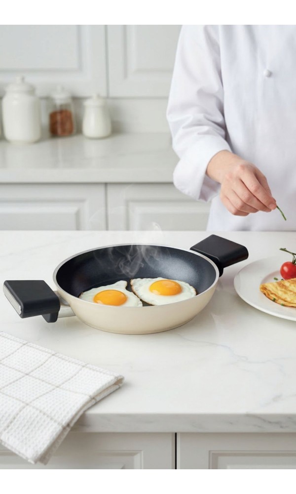 Vista Seramik Yumurta, Sucuk ve Omlet Sahanı 20 cm - Krem - İndüksiyon Uyumlu