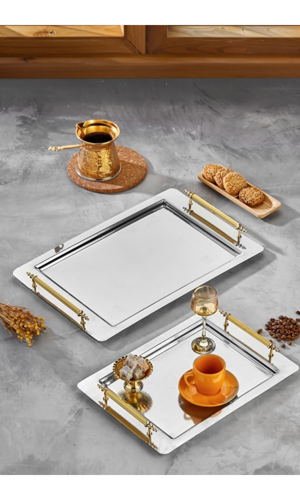 Zirve Çelik Servis Tepsi Seti 2 Adet