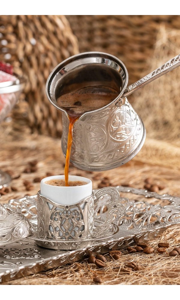 Zamak 3 Kahve Cezvesi Gümüş Renk 140 ml. 2-3 Kişilik