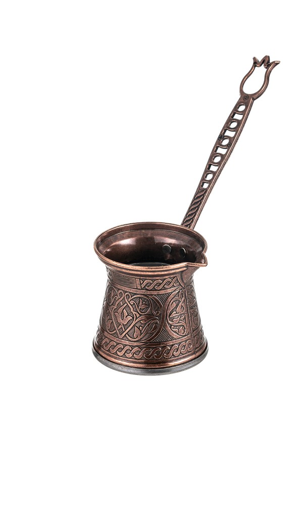 Zamak 3 Lüks Kahve Cezvesi 140 ml - Bakır Renk - 2-3 Kişilik - Çelik Tabanlı
