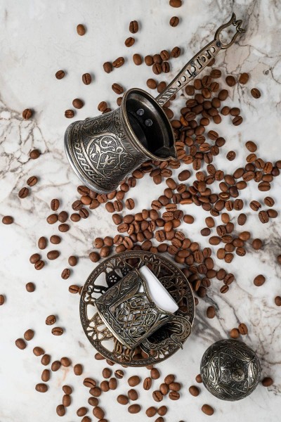 Zamak 3 Lüks Kahve Cezvesi 140 ml - Bakır Renk - 2-3 Kişilik - Çelik Tabanlı