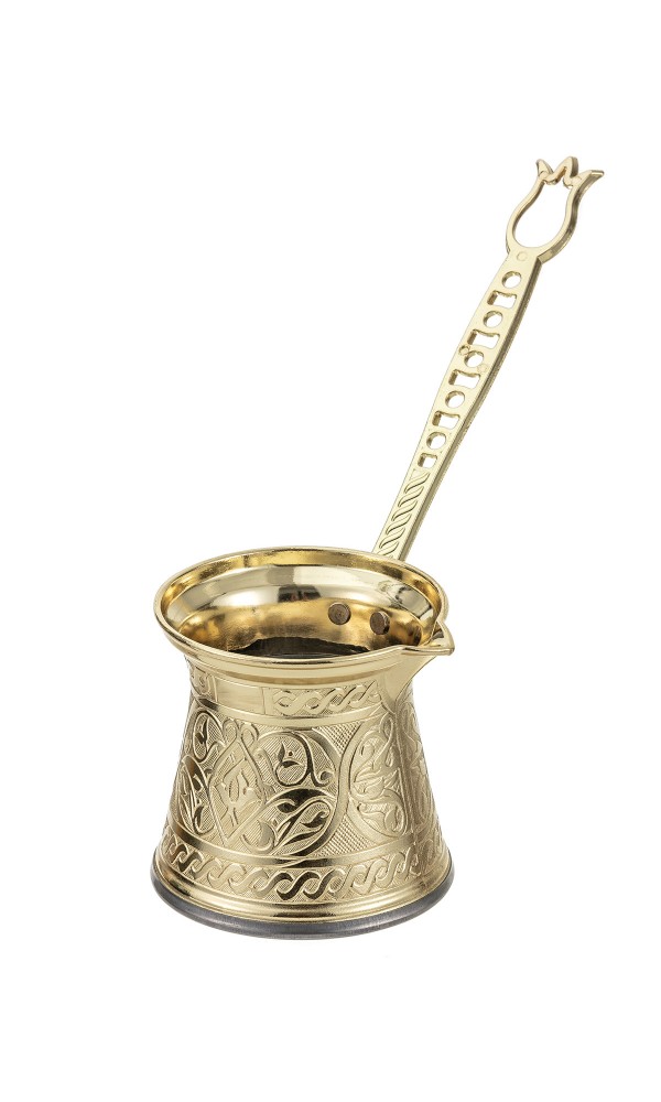 Zamak 2 Lüks Kahve Cezvesi 100 ml - Altın Renk - 2 Kişilik - Çelik Tabanlı