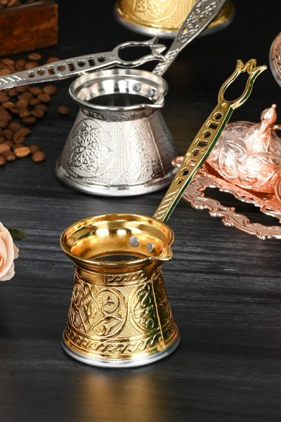 Zamak 2 Lüks Kahve Cezvesi 100 ml - Altın Renk - 2 Kişilik - Çelik Tabanlı