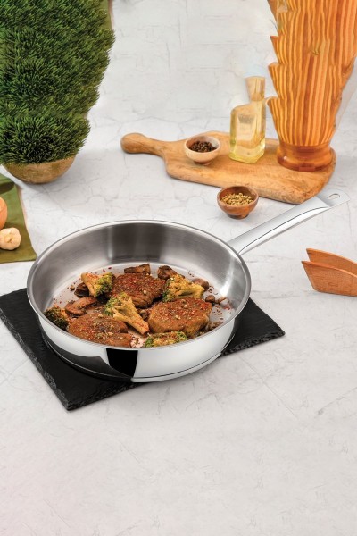 Paslanmaz Çelik Tava 24 cm - İndüksiyon Tabanlı