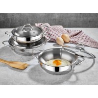 BersaChef Proline 6 Parça Omlet Yumurta Sahanı 16-18-20 Paslanmaz Kapaklı Sahan Seti (Silver)