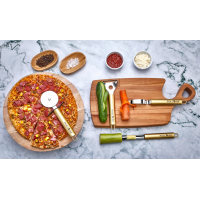 Proline Soyacak Set Meyve Soyacağı Sebze Oyacağı Pizza Kesici Hamur Dilimleyici 4 lu Set Gold