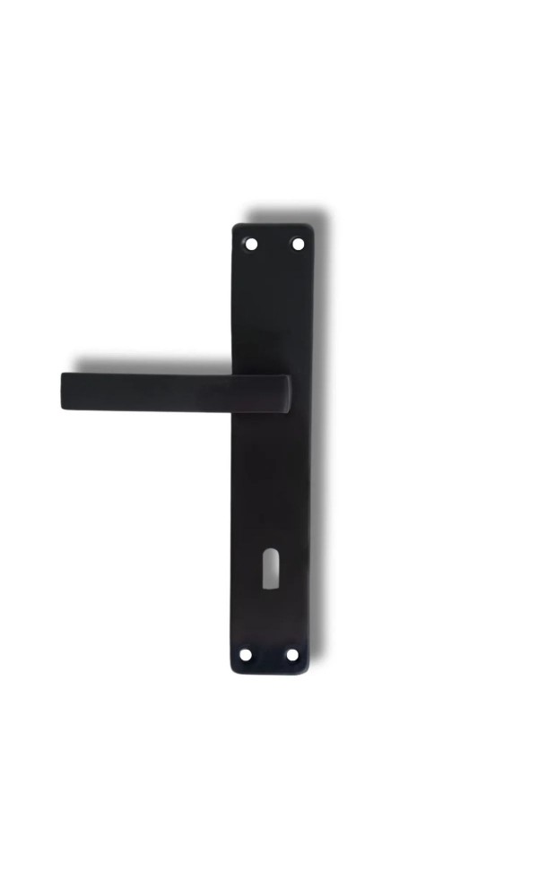 Lama Aynalı Elisa Oda Kapı Kolu ve Sesiz Gömme Kilit Siyah 1 Kapılık Takım Siyah Kapı Kilidi 40mm