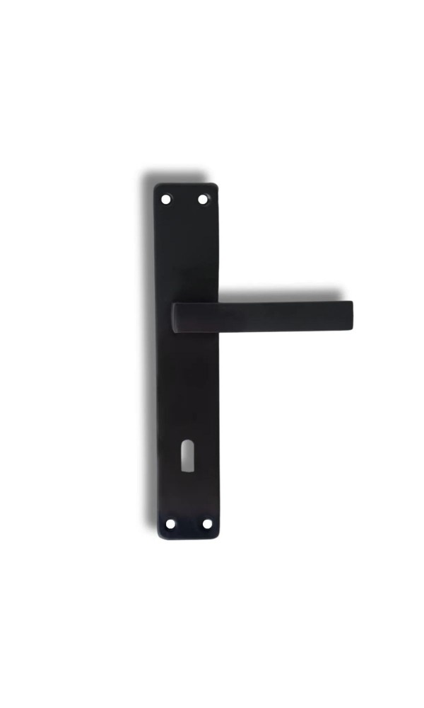 Lama Aynalı Elisa Oda Kapı Kolu ve Sesiz Gömme Kilit Siyah 1 Kapılık Takım Siyah Kapı Kilidi 40mm