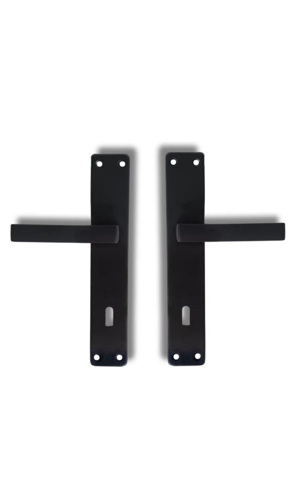 Lama Aynalı Elisa Oda Kapı Kolu ve Sesiz Gömme Kilit Siyah 1 Kapılık Takım Siyah Kapı Kilidi 40mm