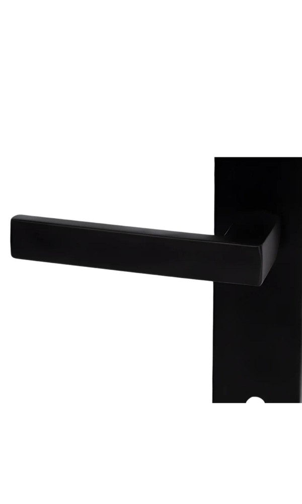 Lama Aynalı Elisa Oda Kapı Kolu ve Sesiz Gömme Kilit Siyah 1 Kapılık Takım Siyah Kapı Kilidi 40mm