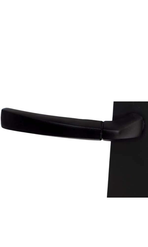 Badem Aynalı Elisa Oda Kapı Kolu ve Sesiz Gömme Kilit Siyah 1 Kapılık Takım Siyah Kapı Kilidi 40mm