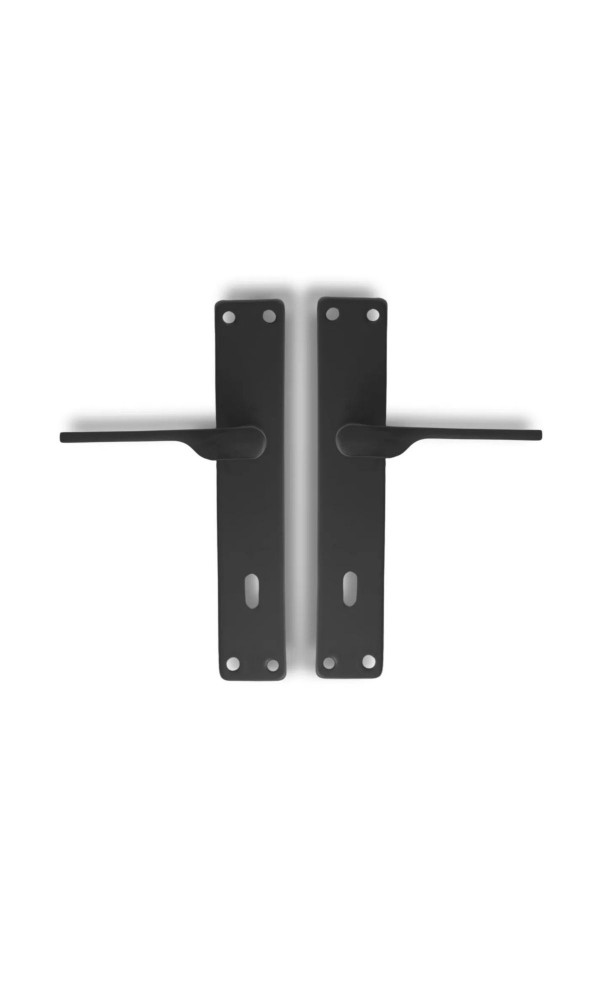 Veroni Aynalı Elisa Oda Kapı Kolu ve Sesiz Gömme Kilit Siyah 1 Kapılık Takım Siyah Kapı Kilidi 40mm