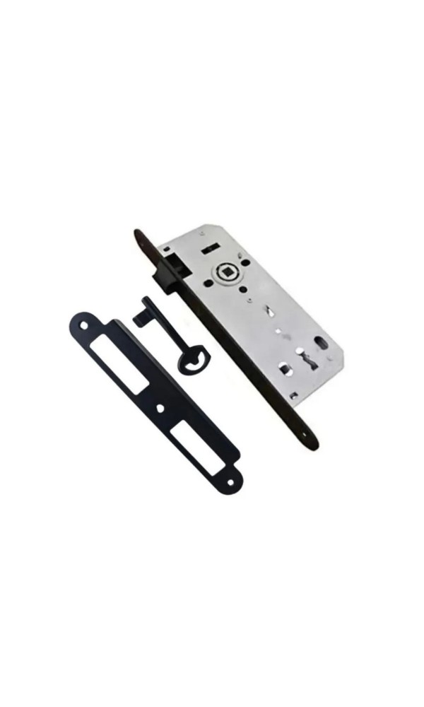 Veroni Aynalı Elisa Oda Kapı Kolu ve Sesiz Gömme Kilit Siyah 1 Kapılık Takım Siyah Kapı Kilidi 40mm